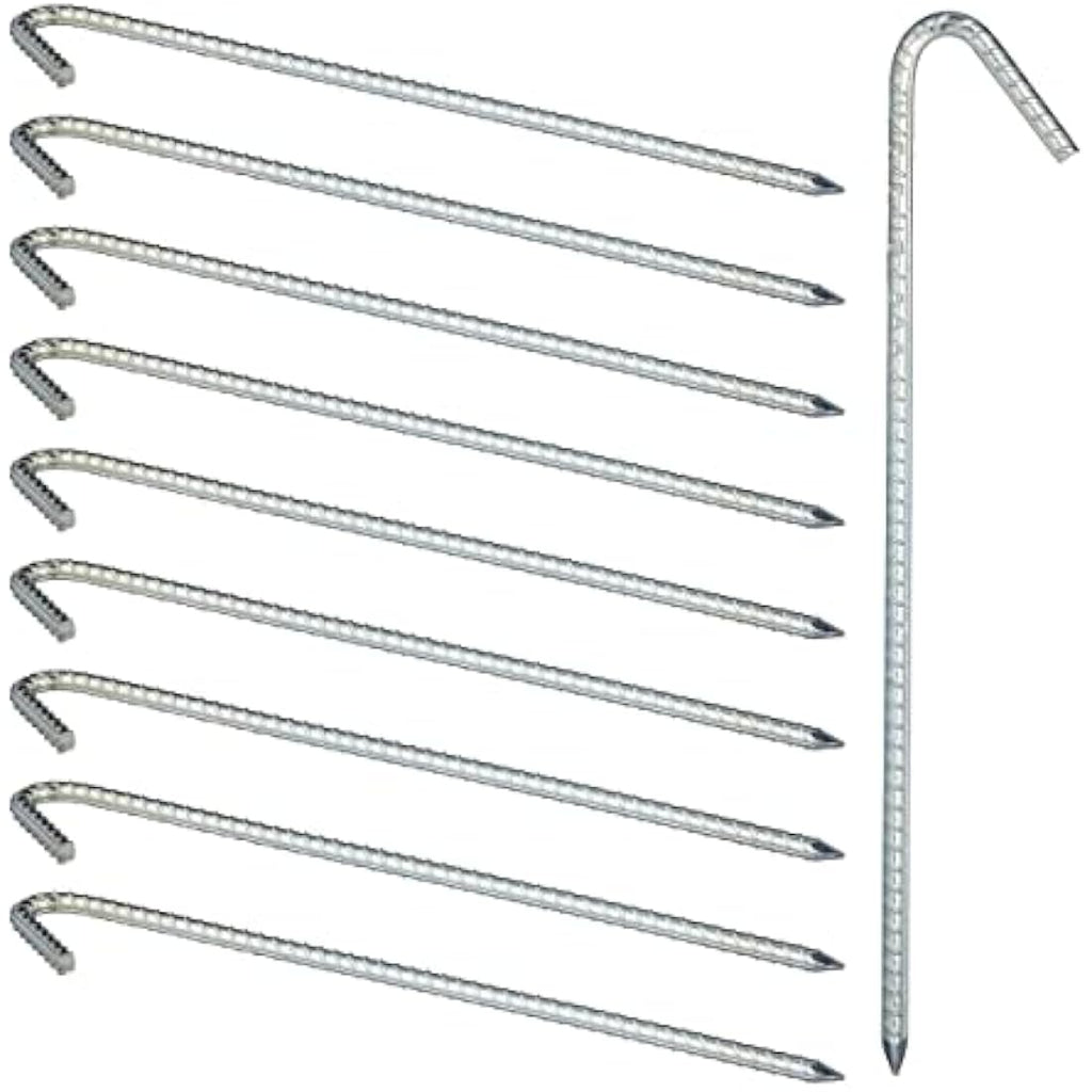 Jolof Store Galvanized Steel Ground Anchors - 39cm Heavy Duty Tent Pegs