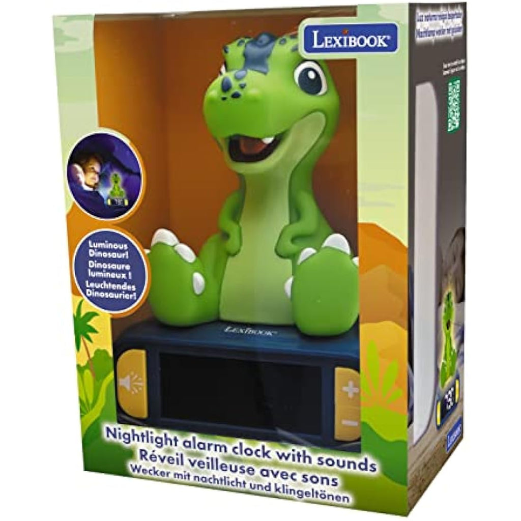 Lexibook Dinosaur Nightlight Alarm Clock – Kids LCD Backlit Snooze Clock