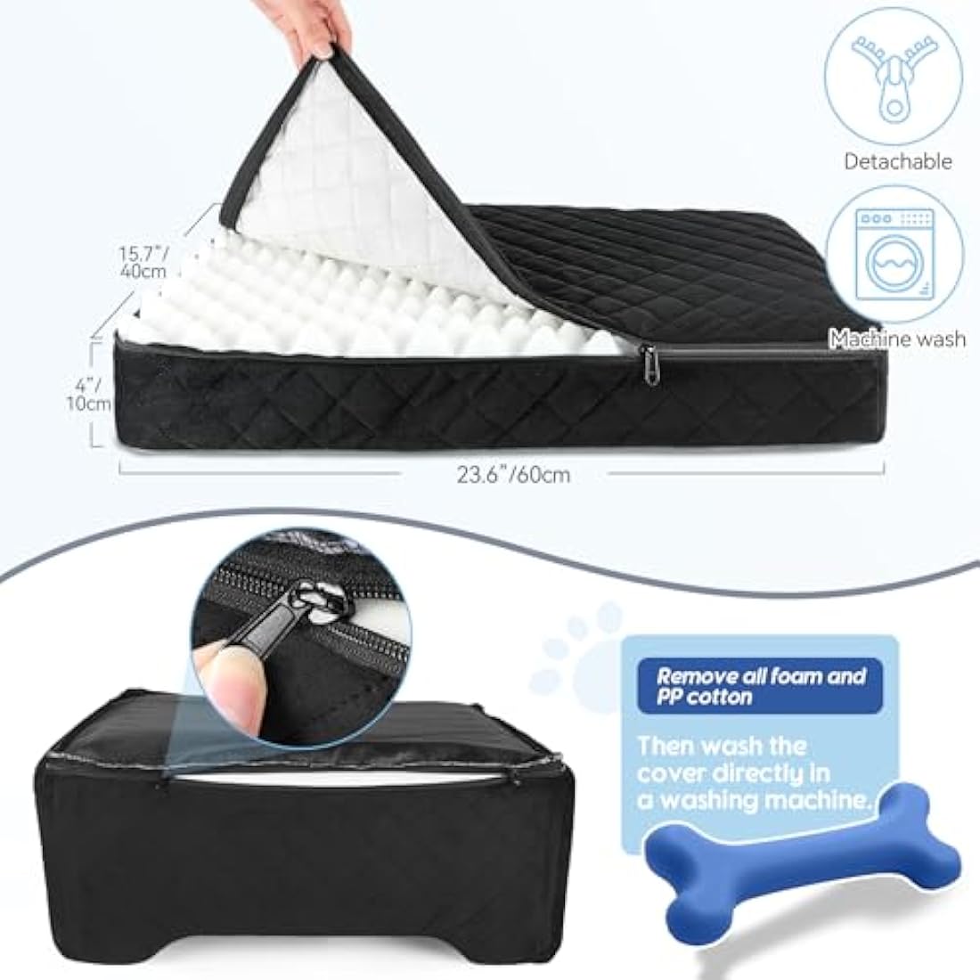 Dog Booster Car Seat – Large Washable Pet Travel Bed, Black