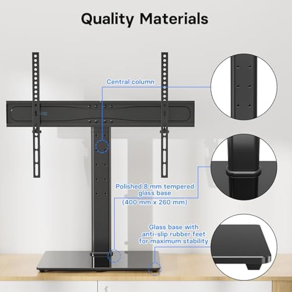 BONTEC Universal TV Stand for 32-65 inch TVs | Height Adjustable Base