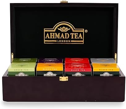 Ahmad Tea Wooden Tea Keeper Gift Box - 80 Teabags Selection, 160g