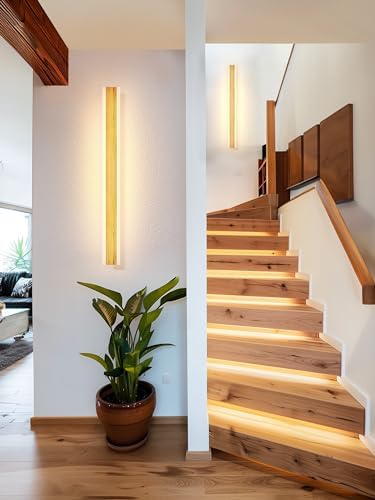 LUOLONG Bamboo LED Wall Light – 80cm Modern Wood Sconce 3000K 25W