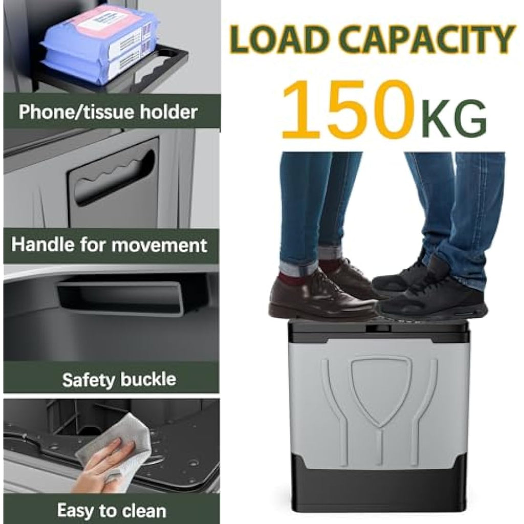 Congumi Portable Folding Camping Toilet with Paper and Phone Holder