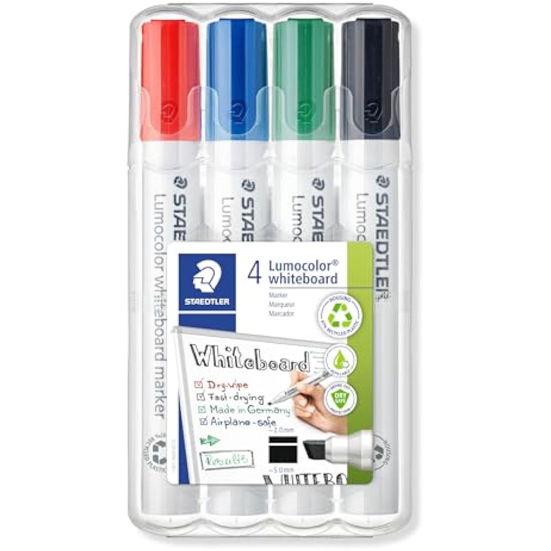 Staedtler Lumocolor Whiteboard Markers – Chisel Tip, Assorted (4 Pack)