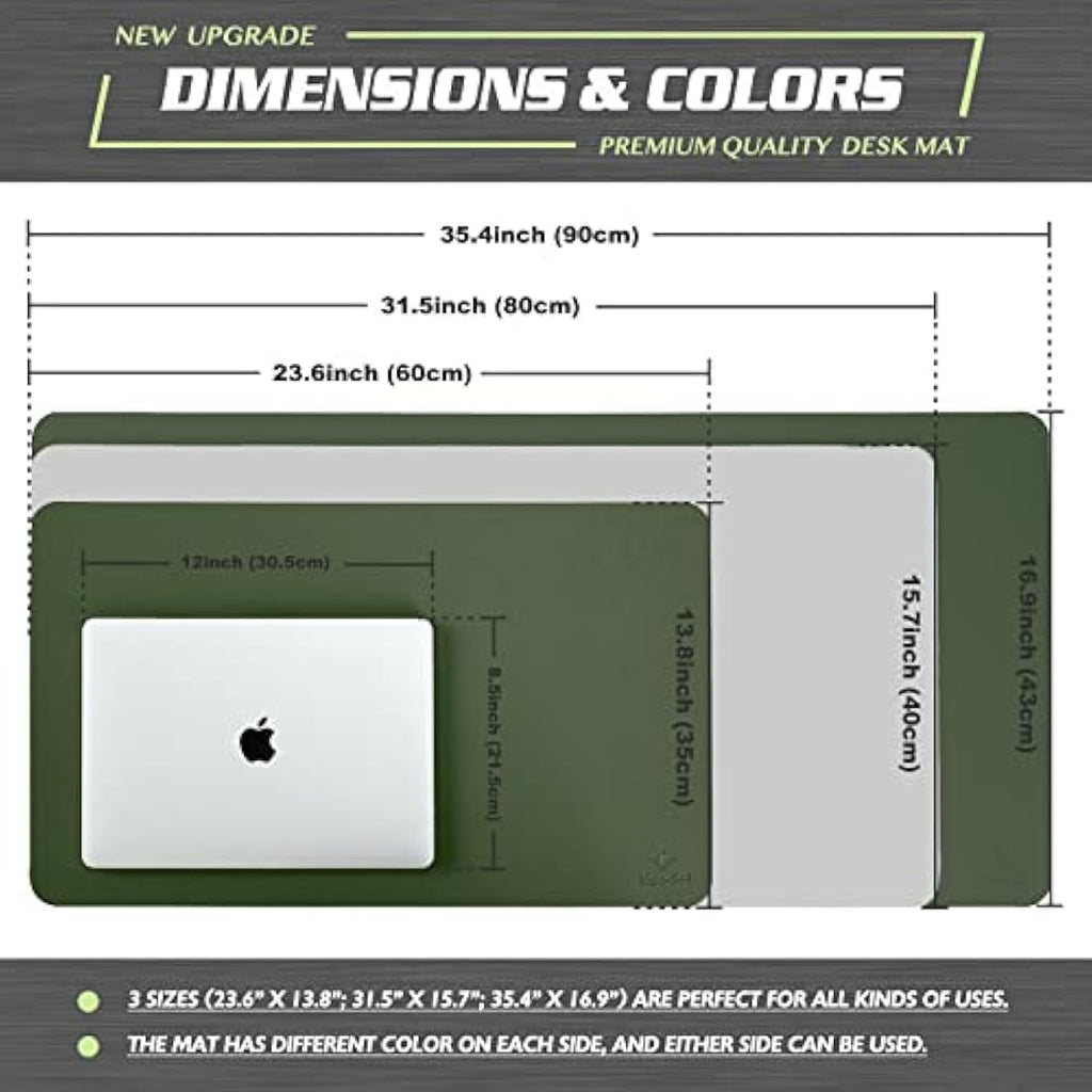 K KNODEL Leather Desk Mat | Large Office Mouse Pad - Dark Green (80x40cm)