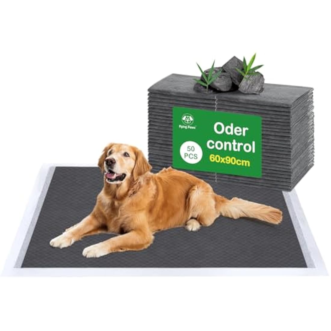 Flying Paws Charcoal Puppy Pads | 60x90cm XL Leakproof Dog Training Pads