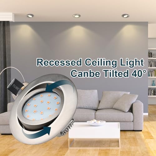 HiBay 8-Pack Ultra Slim LED Downlights – 5W Tiltable Brushed Chrome 3000K