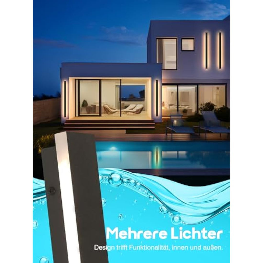 Modern LED Outdoor Wall Sconce | IP65 Waterproof 48W 150cm