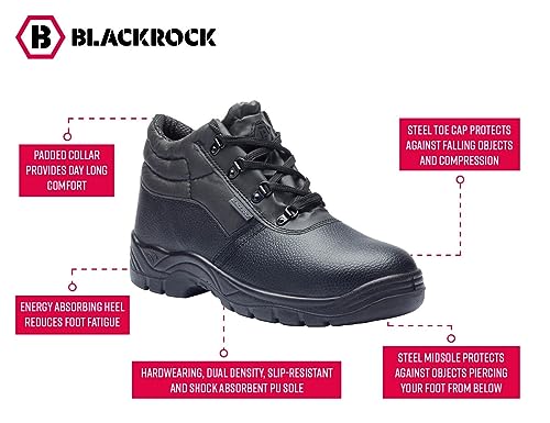 Jolof Store Steel Toe Cap Leather Chukka Work Boots - Black - Size 3