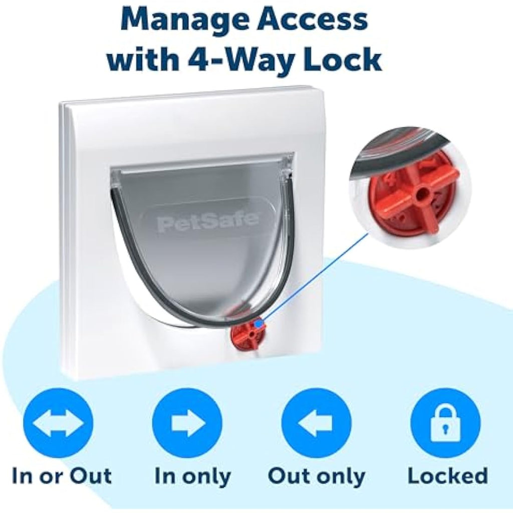PetSafe Staywell Classic 4-Way Locking Cat Flap with Tunnel - White