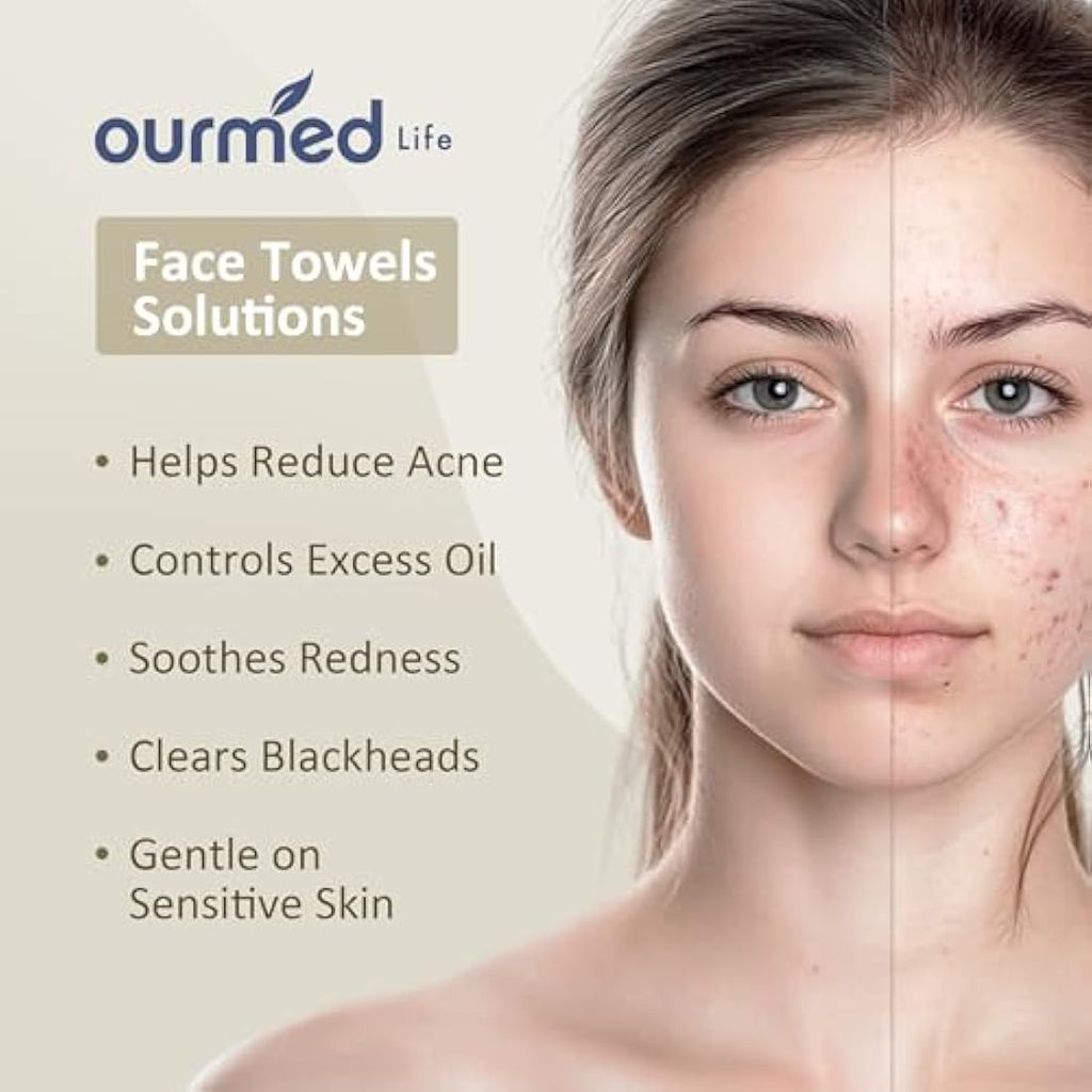Ourmed Life Disposable Face Towels | Biodegradable XL Dry Wipes | 150 Count