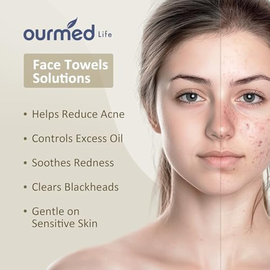 Ourmed Life Disposable Face Towels | Biodegradable XL Dry Wipes | 150 Count