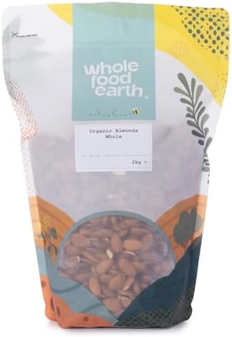 Wholefood Earth Organic Whole Almonds – 2kg Raw Vegan High Protein