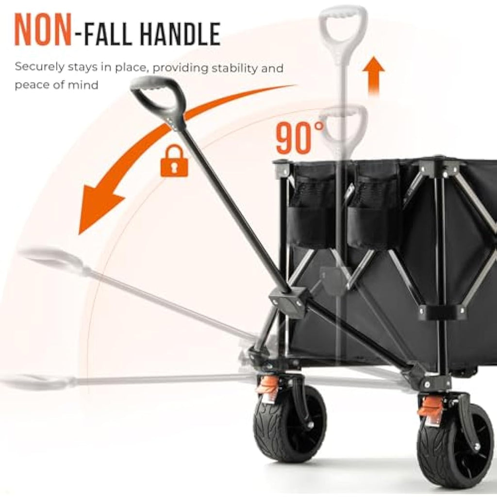 Overmont 300L Heavy Duty Folding Wagon – All-Terrain Beach Trolley Cart