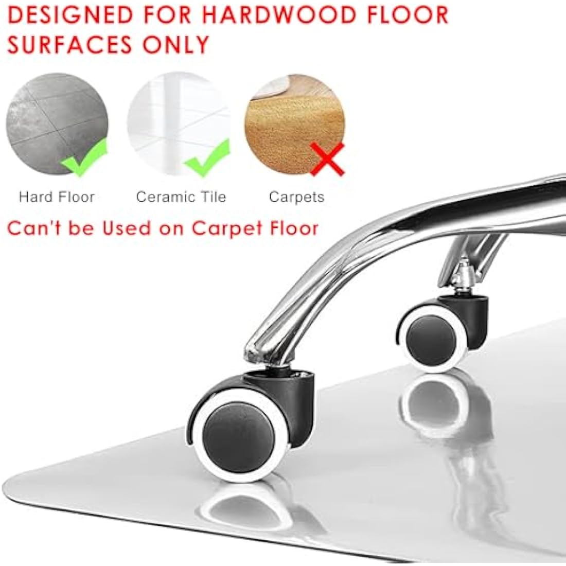Kuyal Clear PVC Chair Mat for Hard Floors | 75 x 120 cm Floor Protector