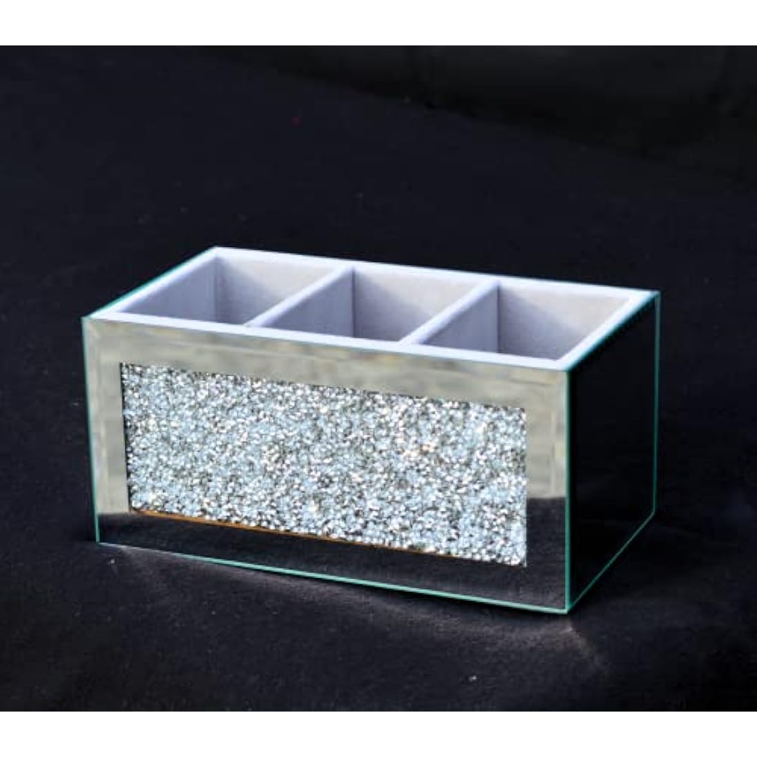 EagleWiz Crushed Diamond Makeup Organiser | 3 Compartment Brush Holder