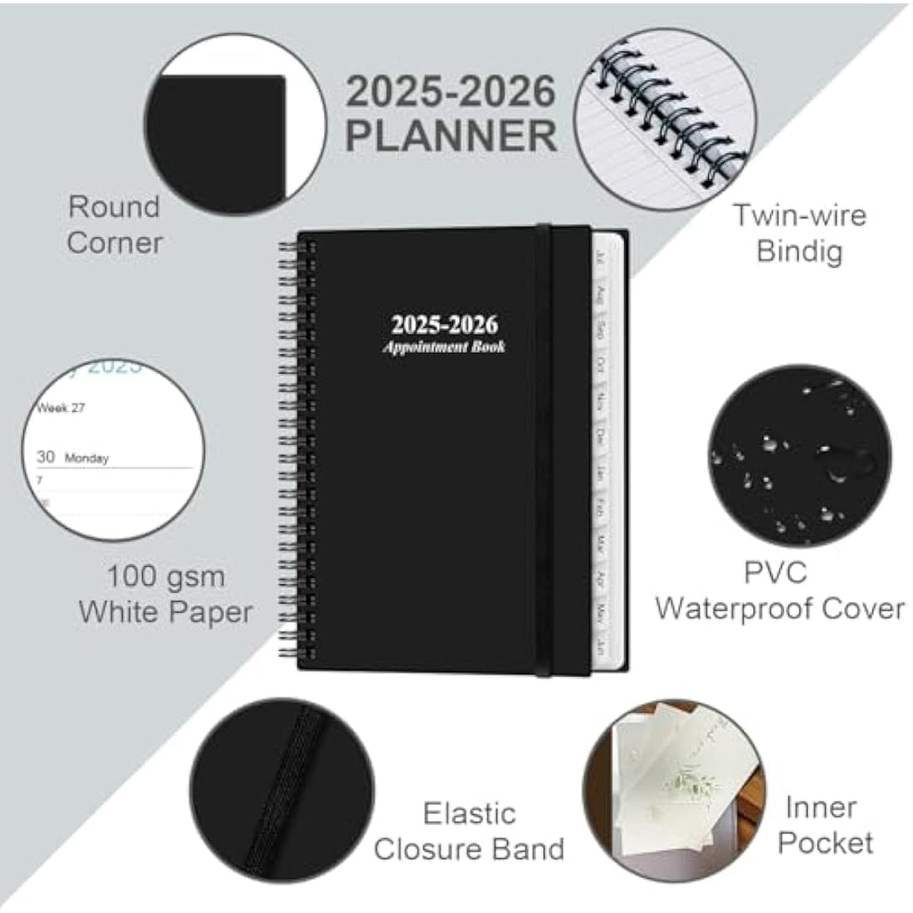 Jolof Store 2025-2026 Hourly Appointment Book | Weekly Planner, Black