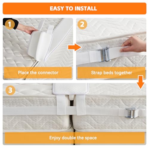 Qucover Bed Bridge Twin to King Converter Kit – Memory Foam Gap Filler