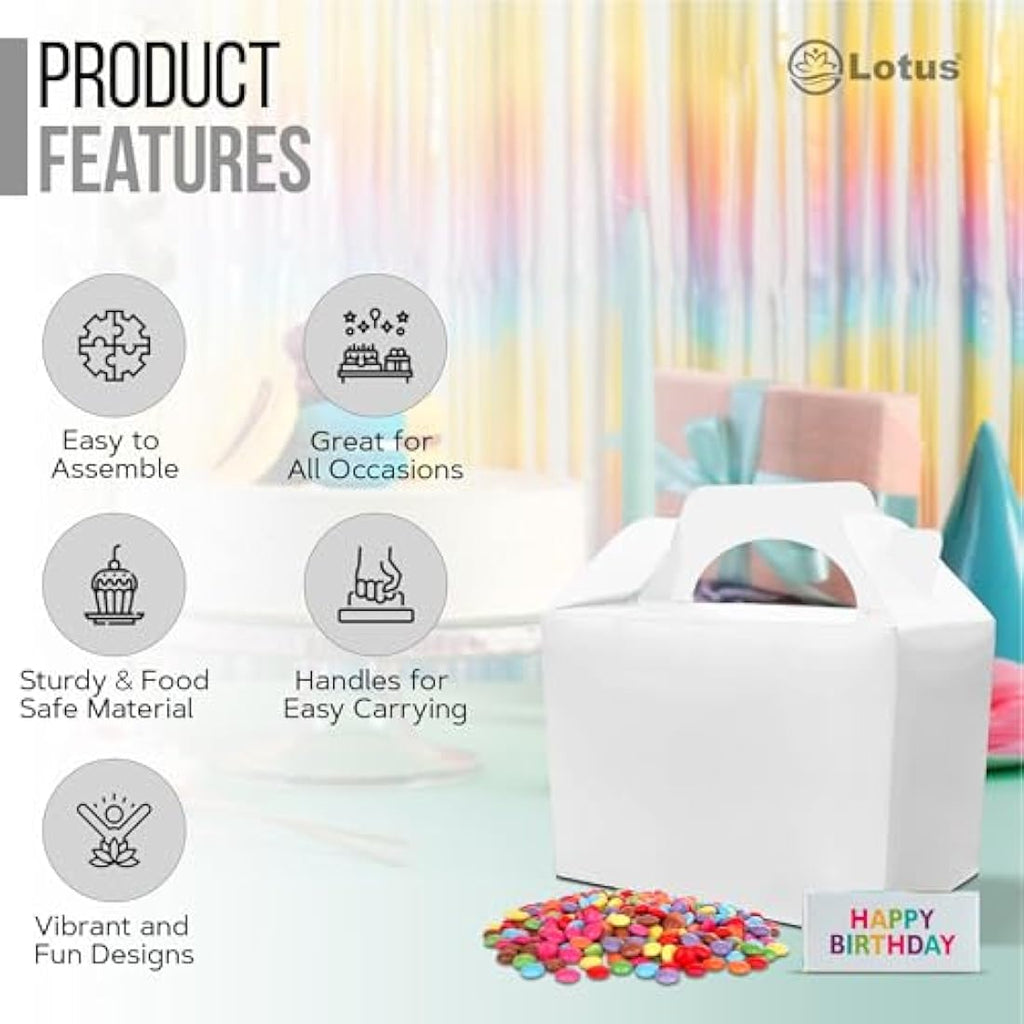 Lotus Silver Party Favor Boxes – 50-Pack Recyclable Kids' Loot Boxes