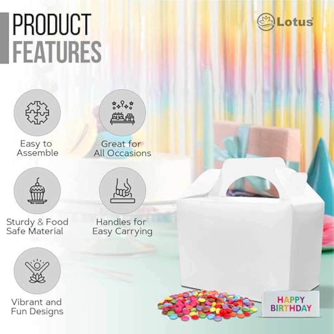 Lotus Silver Party Favor Boxes – 50-Pack Recyclable Kids' Loot Boxes