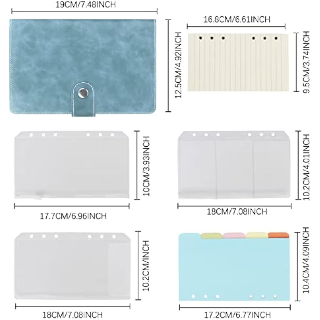 FYY A6 PU Leather 6-Ring Binder Notebook | Refillable Personal Planner, Cyan