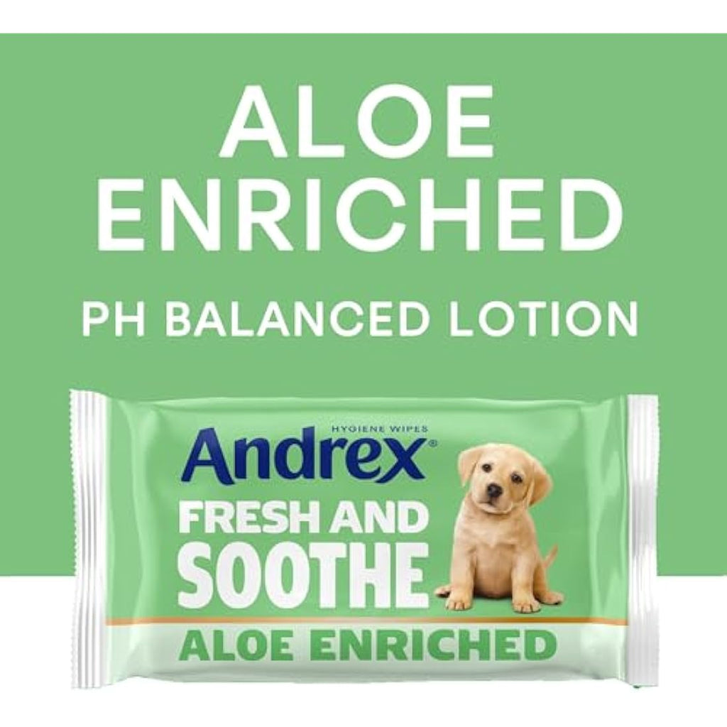 Andrex Fresh and Soothe Flushable Hygiene Wipes | 12 Packs (432 Sheets)