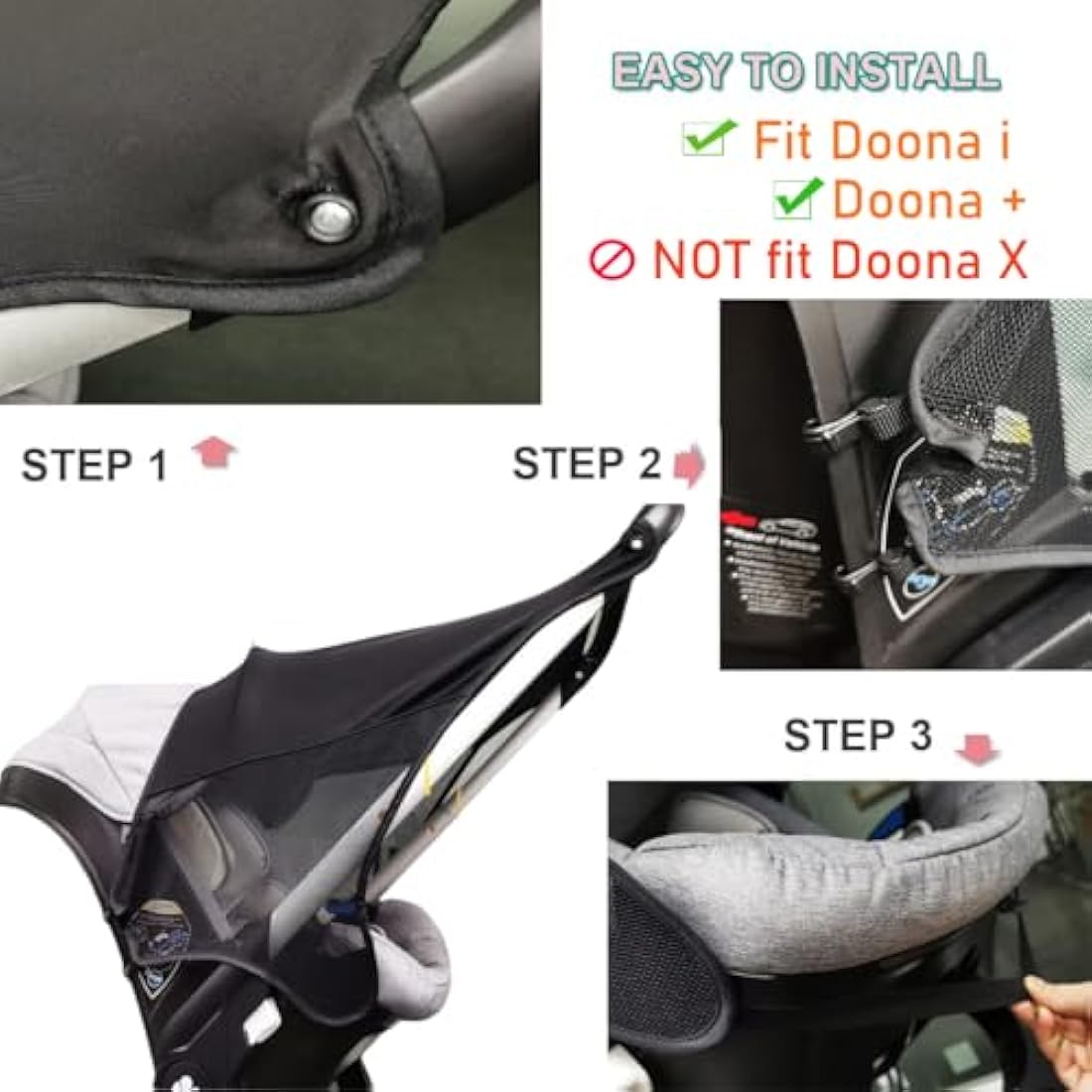 Cysocool Sunshade & Insect Net for Doona Stroller – UV Protection Canopy