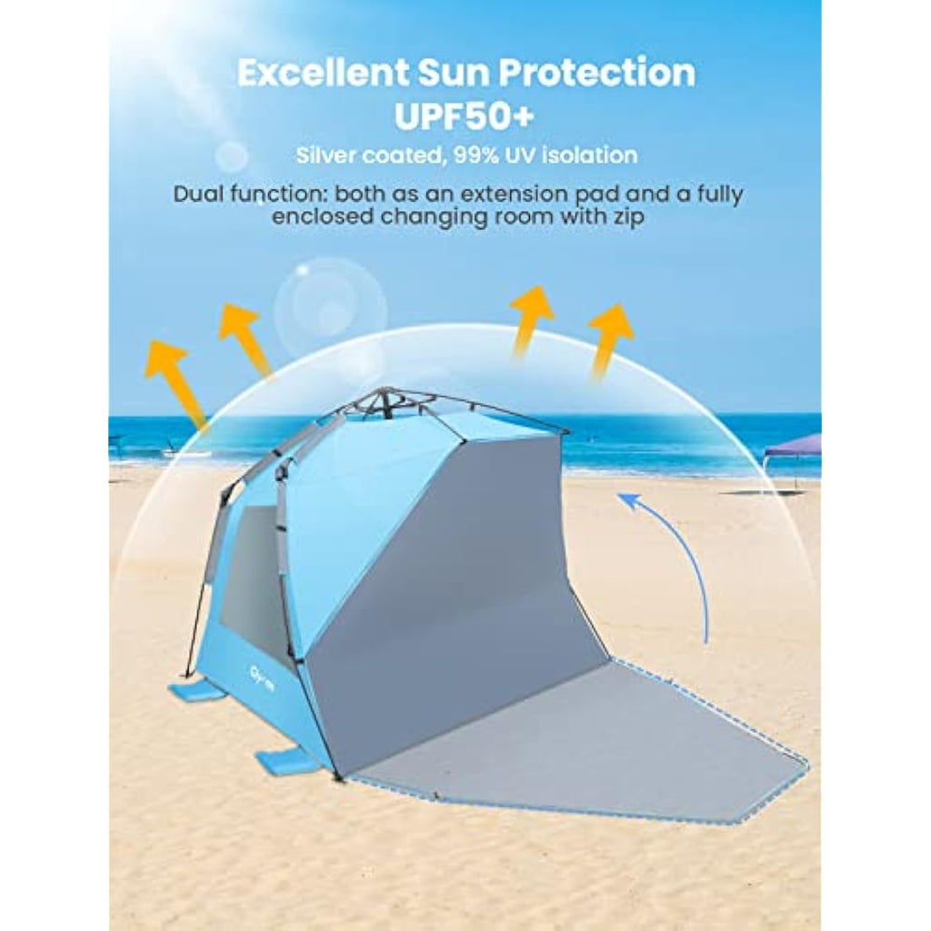 Glymnis Pop Up Beach Tent | 4-6 Person UV Sun Shelter with Porch