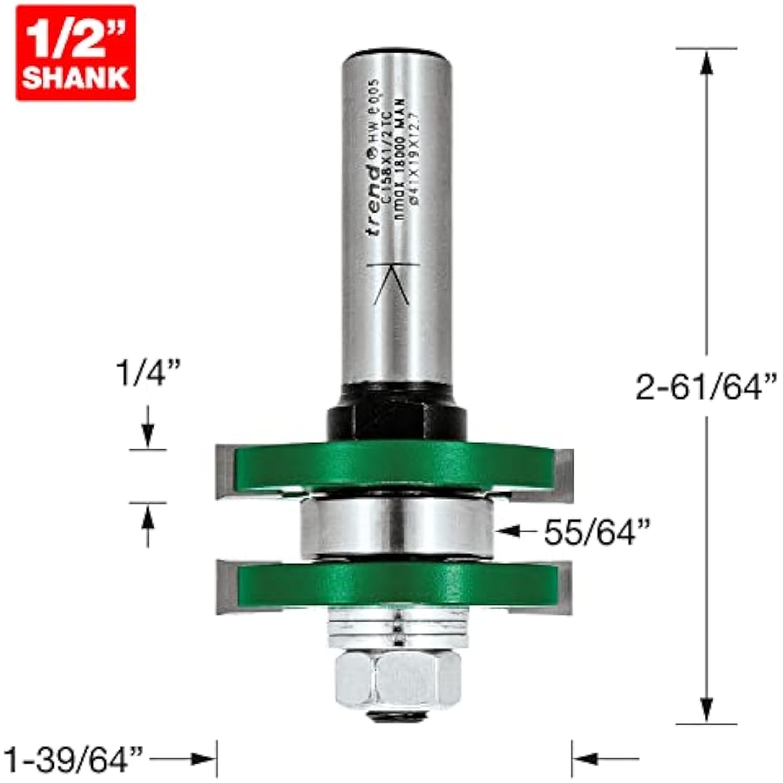 Trend CraftPro Tongue and Groove Router Bit | 1/2 Inch Shank Carbide