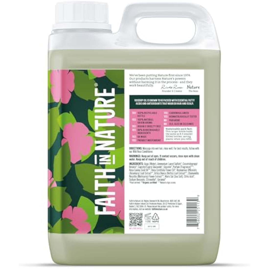 Faith In Nature Wild Rose Shampoo | Nourishing 2.5L Bulk Refill