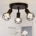 FORCOSO 3-Way Ceiling Spotlight – Retro Black Metal Rotatable LED Lamp