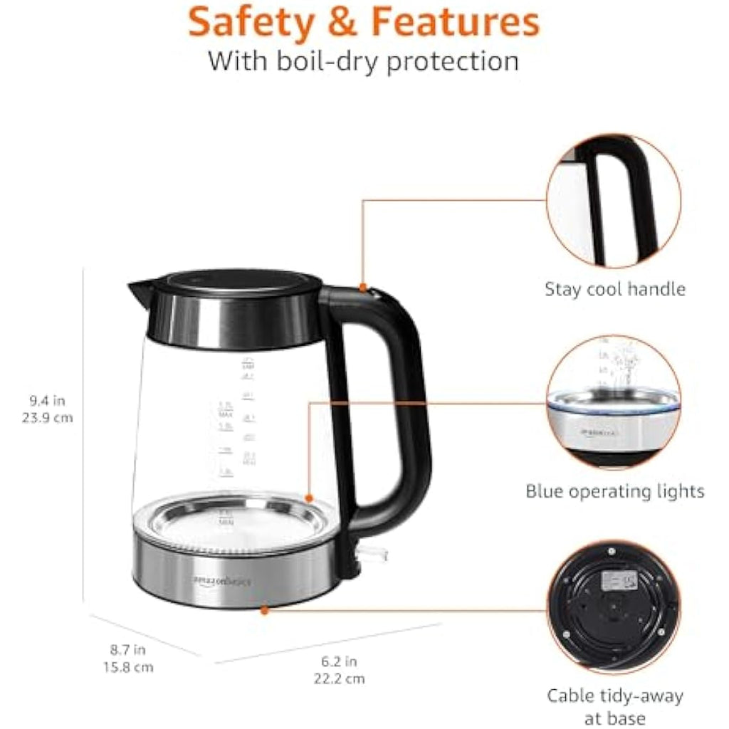 Electric Glass Kettle – 1.7L Fast Boiling Cordless Tea Pot