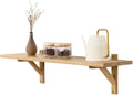 Gieanoo Solid Oak Floating Shelves | Rustic Wood Wall Shelf with Brackets