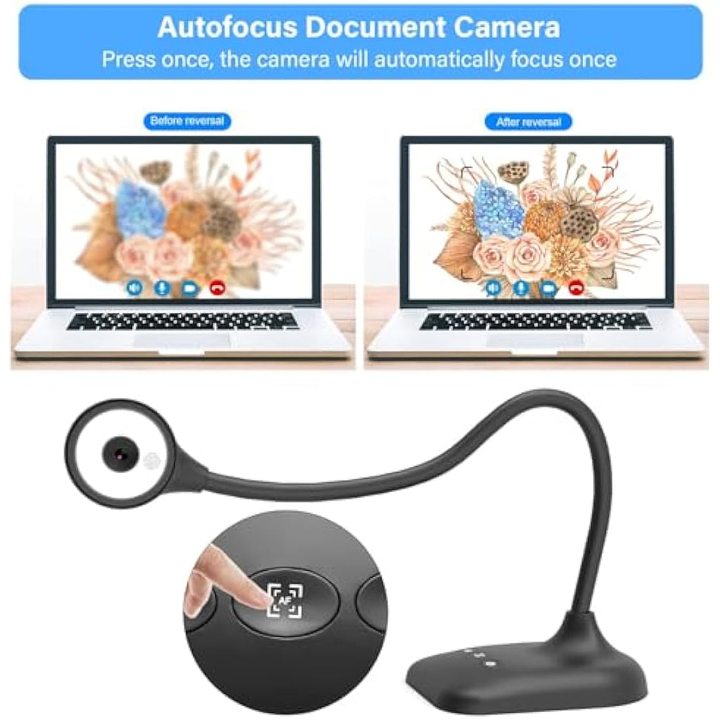 Kitchbai USB Document Camera – HD Visualiser with Auto Focus & LED Light