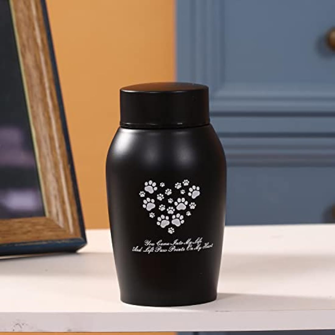 Pet Memorial Urn – Stainless Steel Paw Print Keepsake