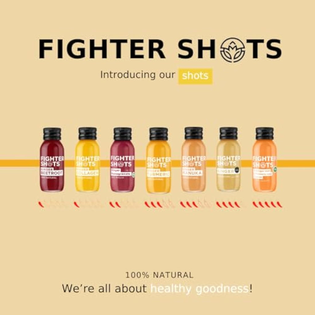 Fighter Shots Ginger Turmeric Immune Support Shots - Vegan (12 x 60ml)