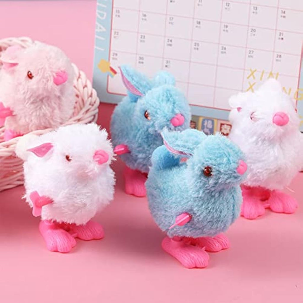 Jolof Store 12pcs Plush Easter Wind-Up Rabbit Toys – Kids Party Favors