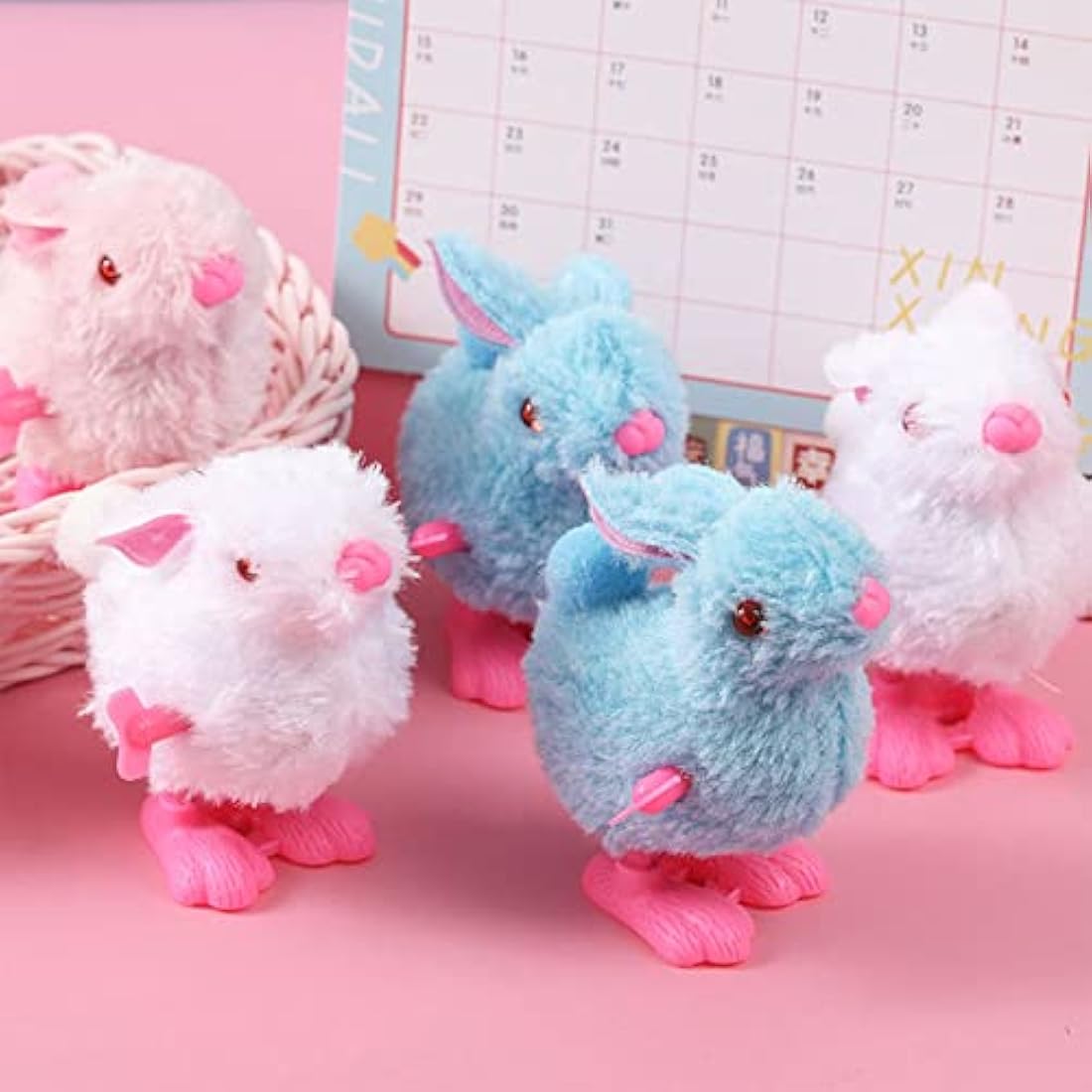 Jolof Store 12pcs Plush Easter Wind-Up Rabbit Toys – Kids Party Favors