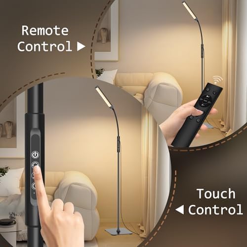 Mojimdo LED Floor Lamp – Dimmable Gooseneck Reading Light with Remote
