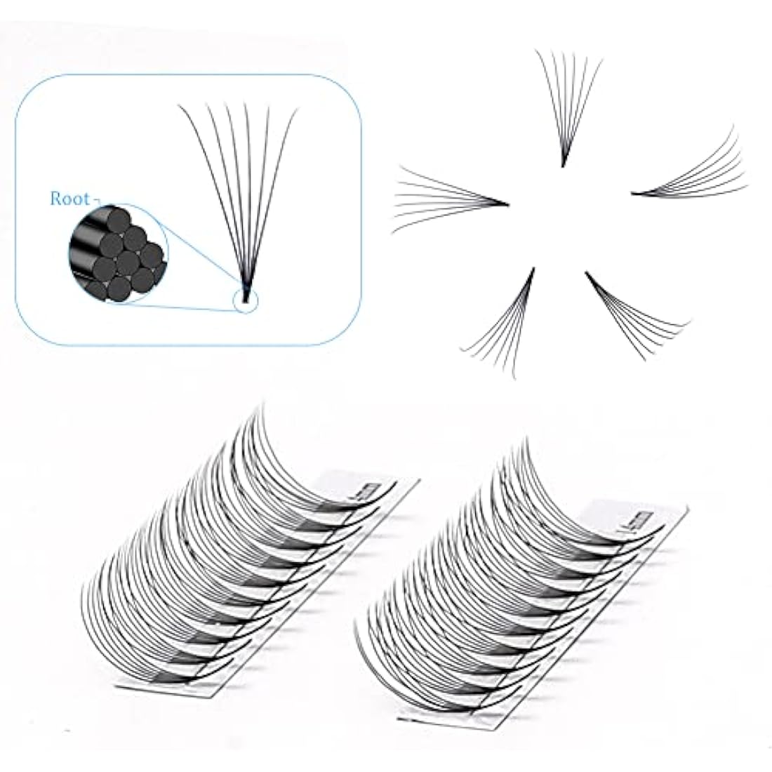 Gemerry 6D Premade Fan Eyelash Extensions | D Curl 0.07mm Russian Volume