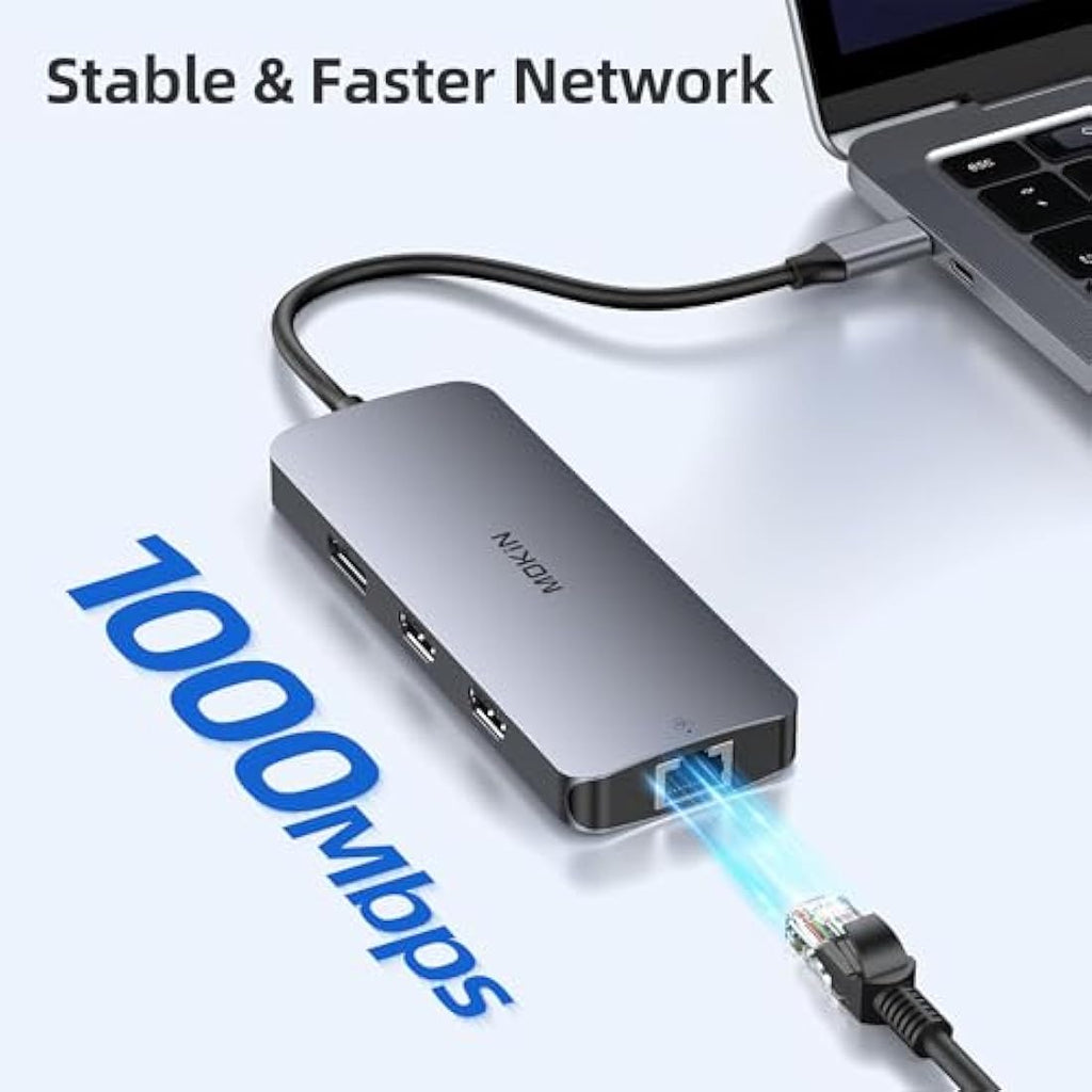 MOKiN USB C Docking Station – Triple Monitor 4K Hub with 1Gbps Ethernet