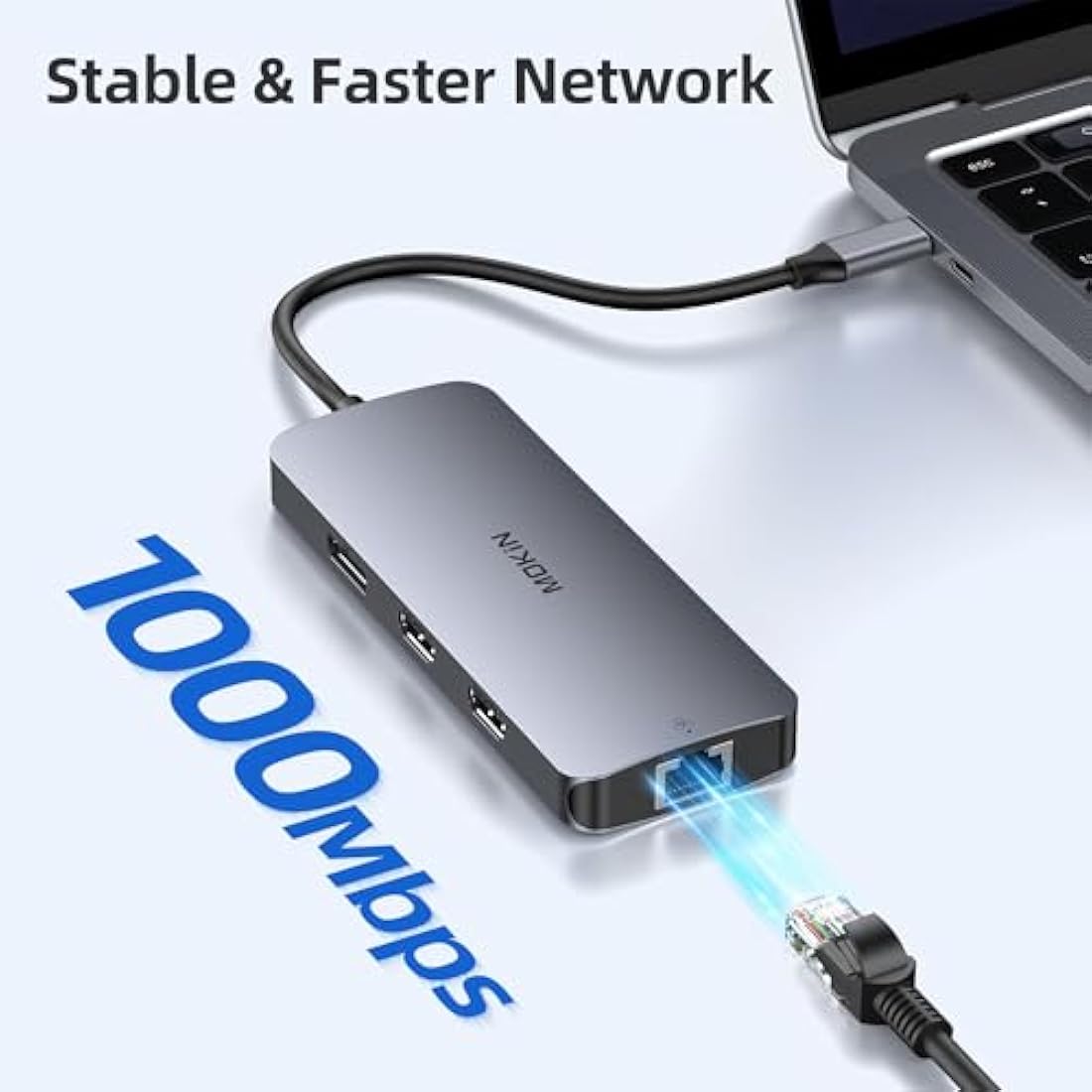 MOKiN USB C Docking Station – Triple Monitor 4K Hub with 1Gbps Ethernet