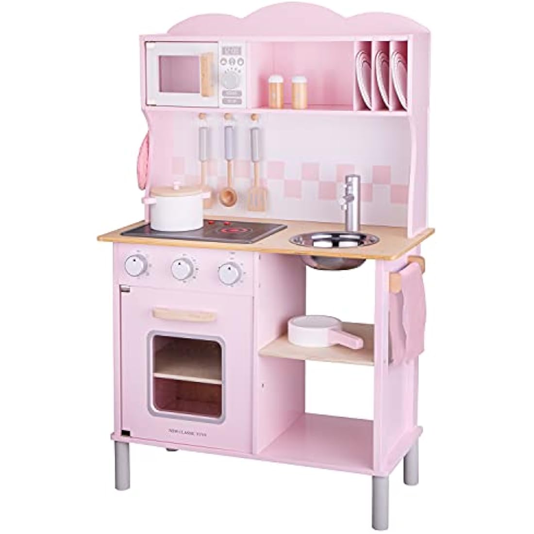 New Classic Toys Wooden Pretend Play Kitchen with Sound - Pink
