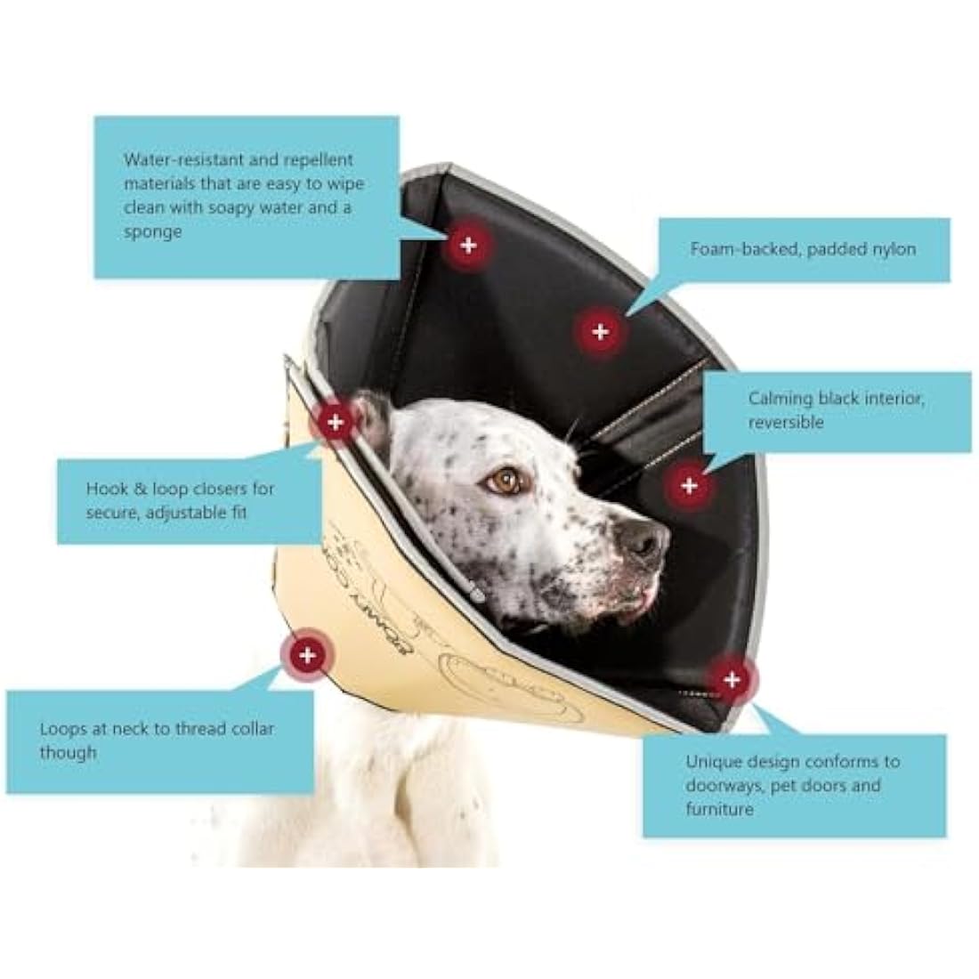 All Four Paws Comfy Cone – Soft Pet Recovery Collar, Tan, Small-Long