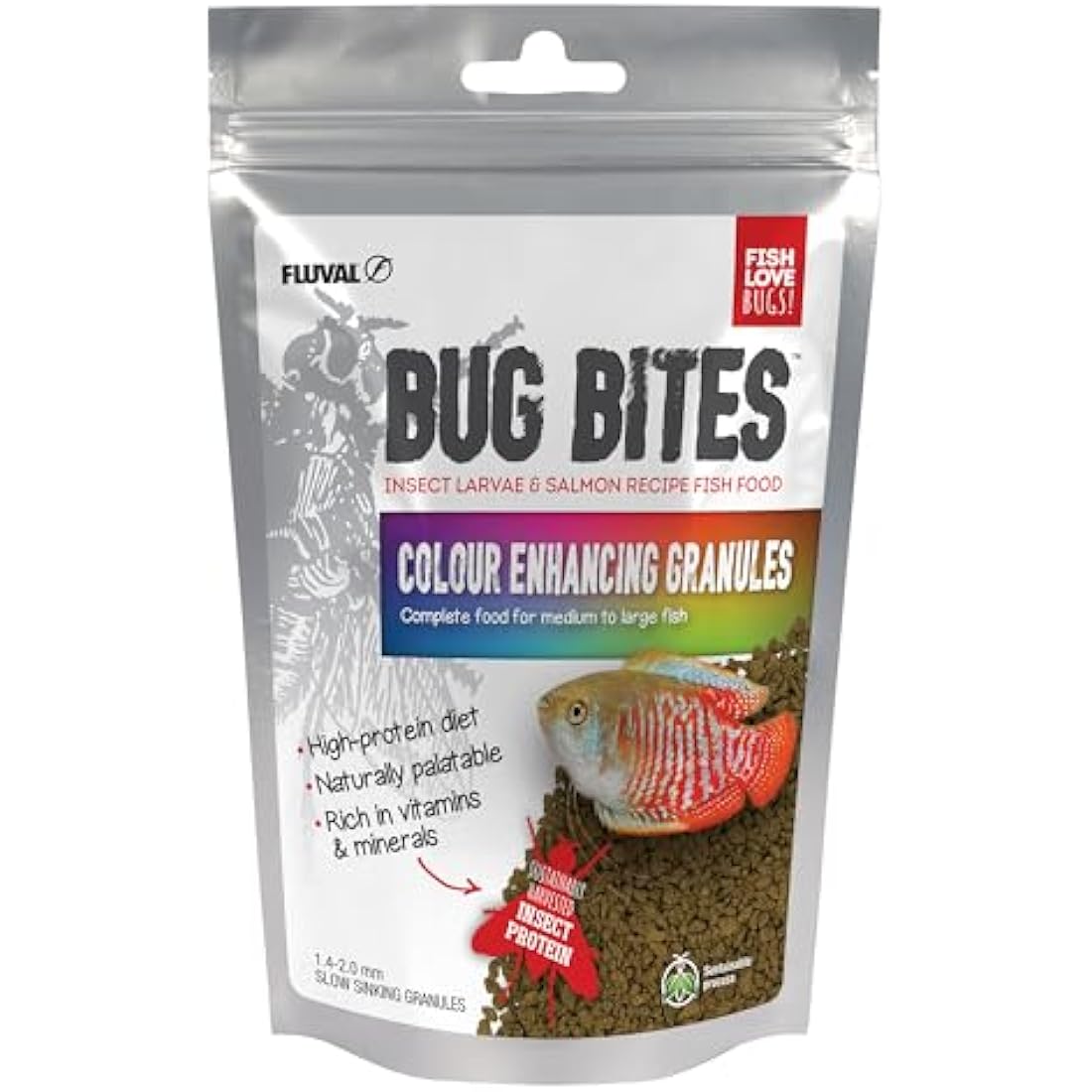 Fluval Bug Bites Colour Enhancing Fish Food | Insect Larvae – 125 g