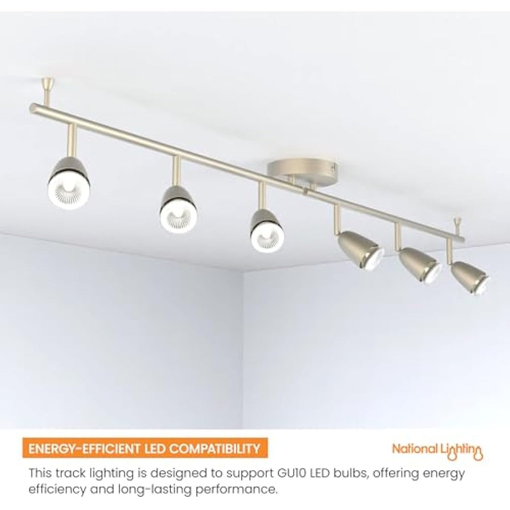 National Lighting Amalfi 6-Way Adjustable Ceiling Spotlight Bar - Satin Silver