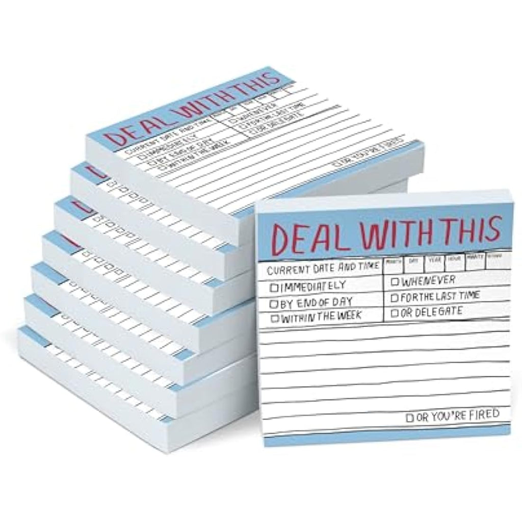 Knock Knock Deal With This Sticky Notes – 8-Pack Hand-Lettered To-Do Pads