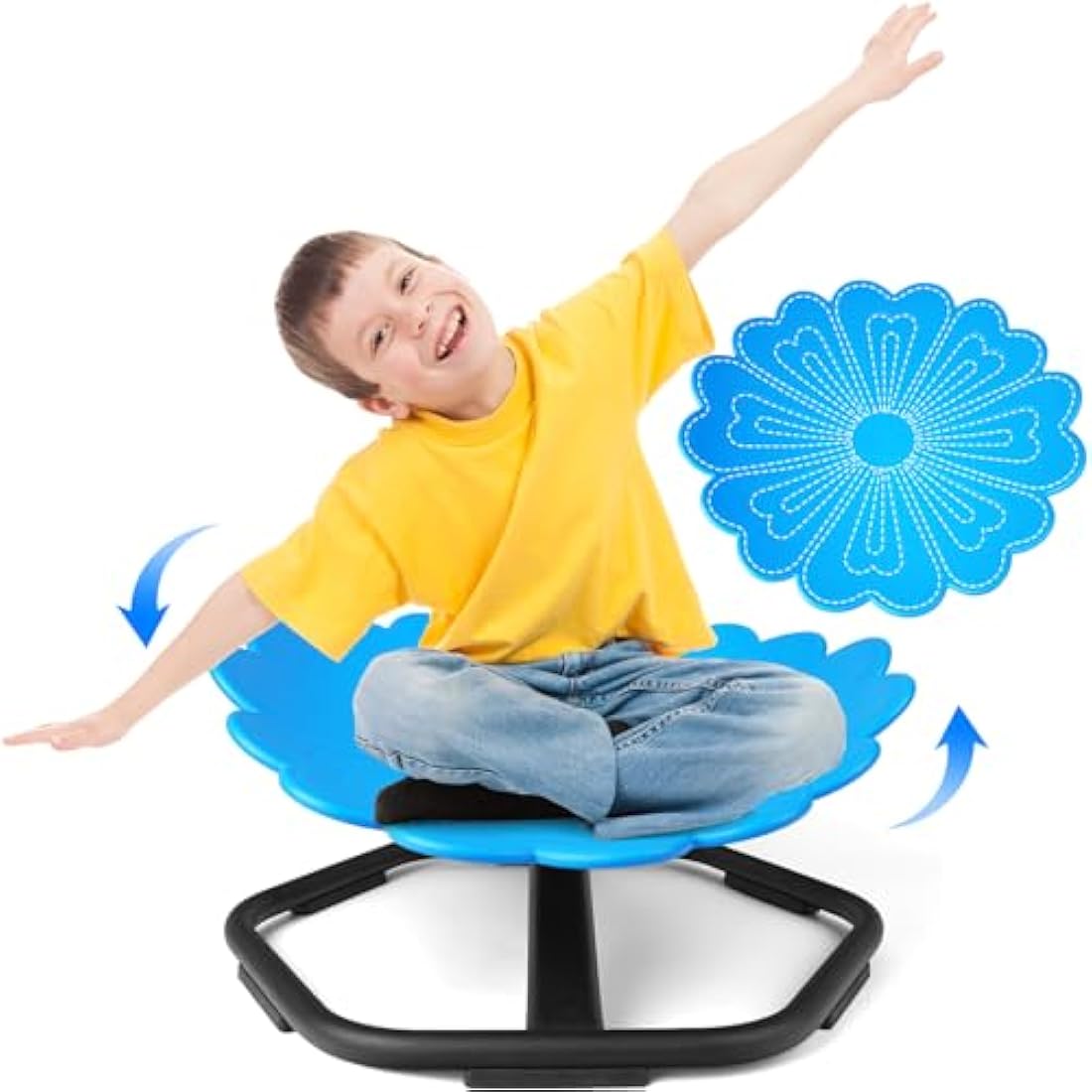 TERRAMUS Kids Swivel Chair – 360° Sensory Spinning Seat for Balance, Blue