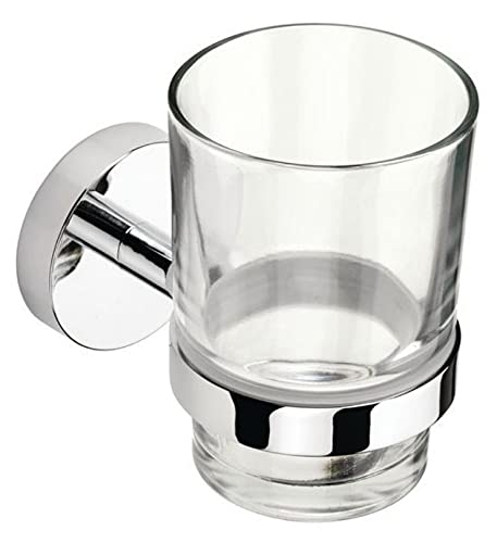 Croydex Nabis Wall Mounted Chrome & Glass Toothbrush Holder Tumbler