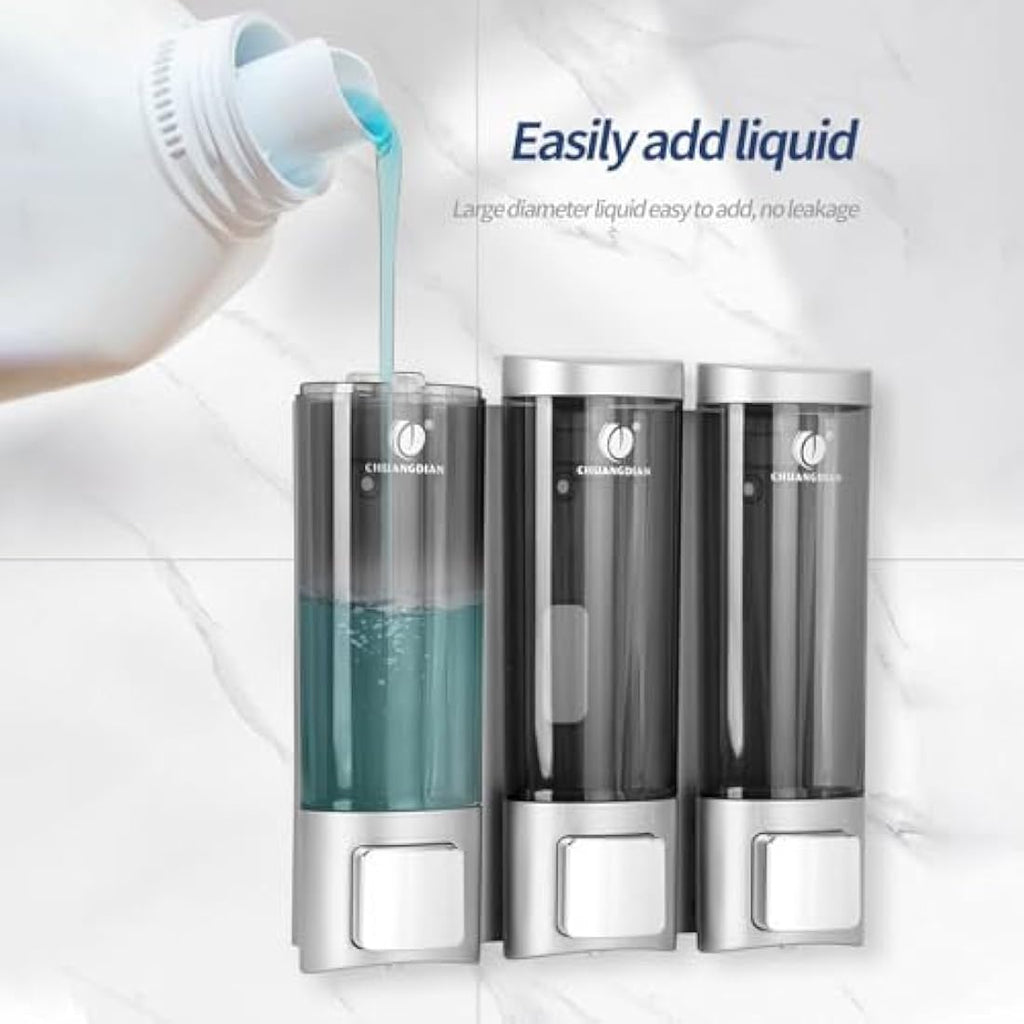 Triple Wall Mounted Soap Dispenser | 3x200ml Refillable PC+ABS